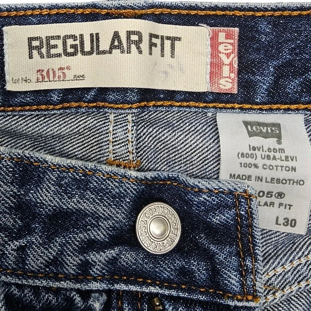 Levis‎ 505 Regular Fit Mens Jeans 34x30 Medium Wash Blue Straight Leg Denim